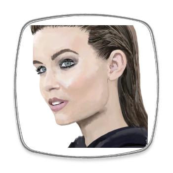 Portrait d’une ravissante femme - aquarelle - Magnet carré - blanc - Devant