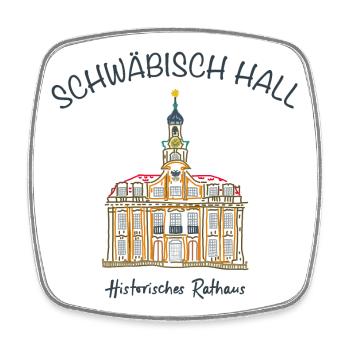 Schwäbisch Hall, Historisches Rathaus, Deutschland - Viereckiger Kühlschrankmagnet - Weiß - Vorne