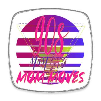 90s Mom Moves Retro Neon Design - Viereckiger Kühlschrankmagnet - Weiß - Vorne