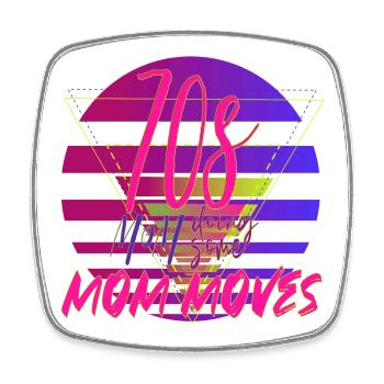 70s mom doing some mom moves - colorful & crazy - Square fridge magnet - white - Front