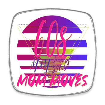 60s Mom Moves Retro Neon Design - Viereckiger Kühlschrankmagnet - Weiß - Vorne