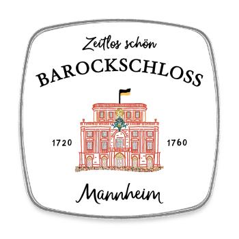 Mannheim, palais baroque emblématique, période de construction - Magnet carré - blanc - Devant