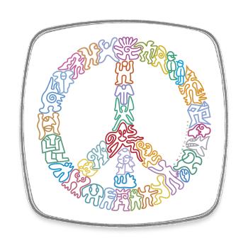 Peacezeichen-Figuren - Viereckiger Kühlschrankmagnet - Weiß - Vorne