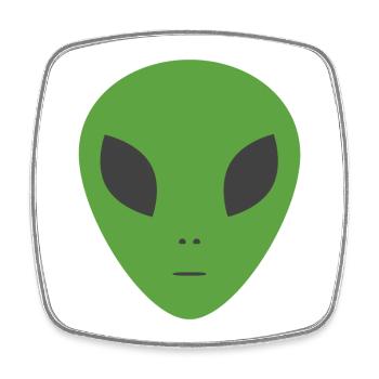 Green Alien - Square fridge magnet - white - Front