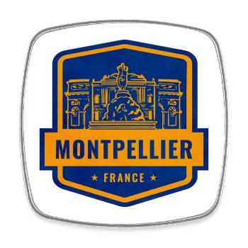 Montpellier Frankreich Abzeichen - Viereckiger Kühlschrankmagnet - Weiß - Vorne