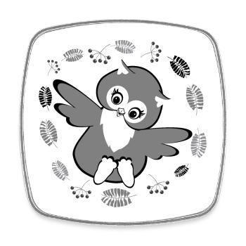 Hibou ludique dans les feuilles d’automne - Magnet carré - blanc - Devant