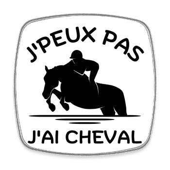 équitation, jumping, saut d'obstacles - Magnet carré - blanc - Devant