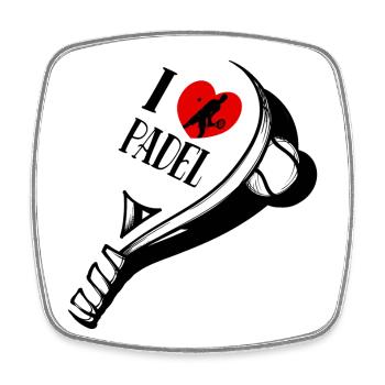Déclaration du joueur Heart I Love Padel Raquette - Magnet carré - blanc - Devant