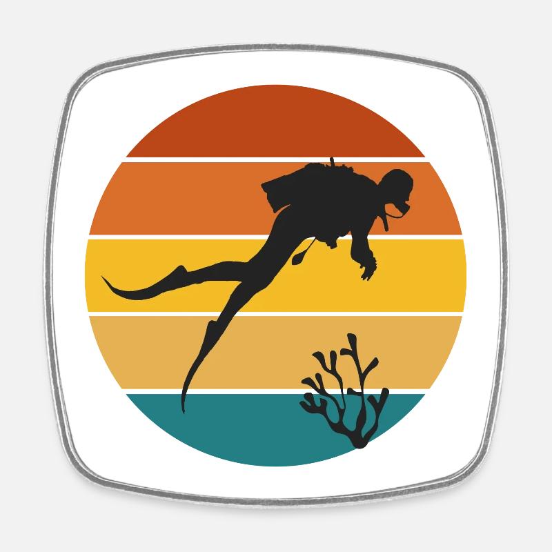 Scuba diving, diving - Square fridge magnet - white