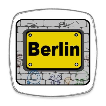 Berlin,Deutschland,Hauptstadt ,Berlin Mauer (25) - Viereckiger Kühlschrankmagnet - Weiß - Vorne
