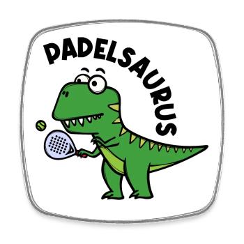 Dinosaurier Padel Spieler Schläger Ball Spruch - Viereckiger Kühlschrankmagnet - Weiß - Vorne