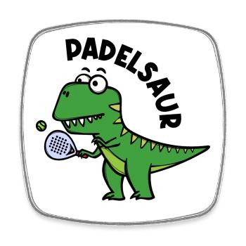 Padel Schläger Spieler Ball Dinosaurier Spruch - Viereckiger Kühlschrankmagnet - Weiß - Vorne