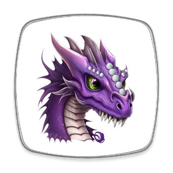 Dragon Fantaisiste Violet - Magnet carré - blanc - Devant