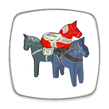 Dala Horses - Square fridge magnet - white - Front
