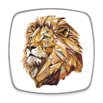 Lion stylisé, Géométrique - Magnet carré - blanc - Devant