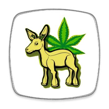 Biche cannabis cartoon Cannabiche 05 sans typo - Square fridge magnet - white - Front