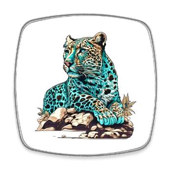 Leopard lying in wait - Square fridge magnet - white - Front