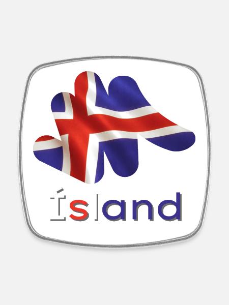 Flag Ísland - Square fridge magnet - white