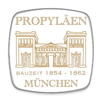 Propyläen, Munich, porte emblématique de la ville, Bavière - Magnet carré - blanc - Devant