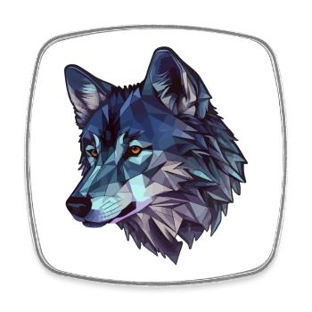 Stilisierter, geometrischer Wolf - Viereckiger Kühlschrankmagnet - Weiß - Vorne