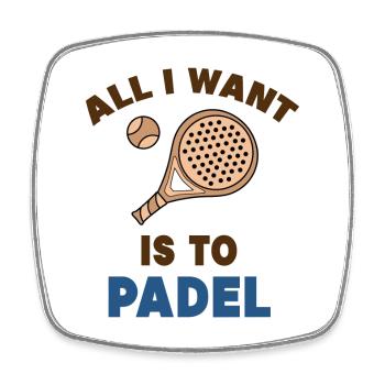 Padel Game Balls Padel Racket Serve Player - Square fridge magnet - white - Front