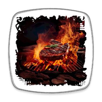 La viande est une source de protéines de haute qualité - Magnet carré - blanc - Devant