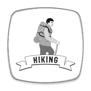 Hiking banderole with hiker - Square fridge magnet - white - Front