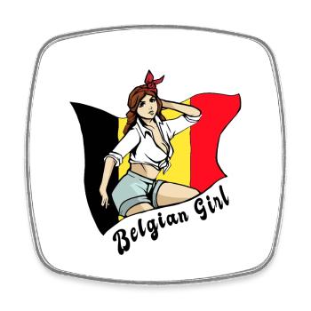 Belgien Mädchen Flaggen Design - Viereckiger Kühlschrankmagnet - Weiß - Vorne