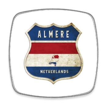Almere Niederlande Wappen Design - Viereckiger Kühlschrankmagnet - Weiß - Vorne