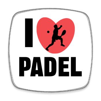 Herz Spieler Statement Ich Liebe Padel Sportart - Viereckiger Kühlschrankmagnet - Weiß - Vorne