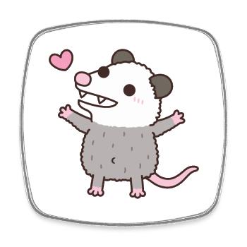 Cute Opossum Doodle - Square fridge magnet - white - Front