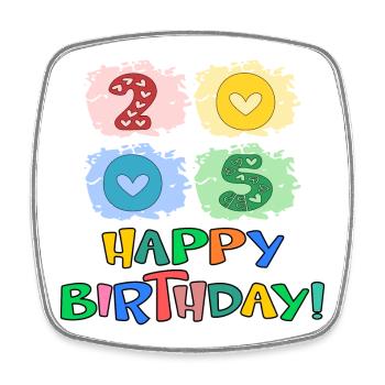 Geburtstag 2005 - Viereckiger Kühlschrankmagnet - Weiß - Vorne