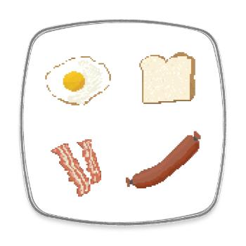 Pixelfrühstück Platte - Viereckiger Kühlschrankmagnet - Weiß - Vorne