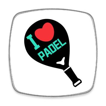 Déclaration Heart Player Racket I Love Padel - Magnet carré - blanc - Devant
