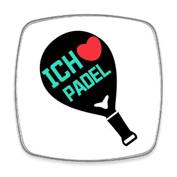 Ich Liebe Padel Schläger Spieler Statement Herz - Viereckiger Kühlschrankmagnet - Weiß - Vorne
