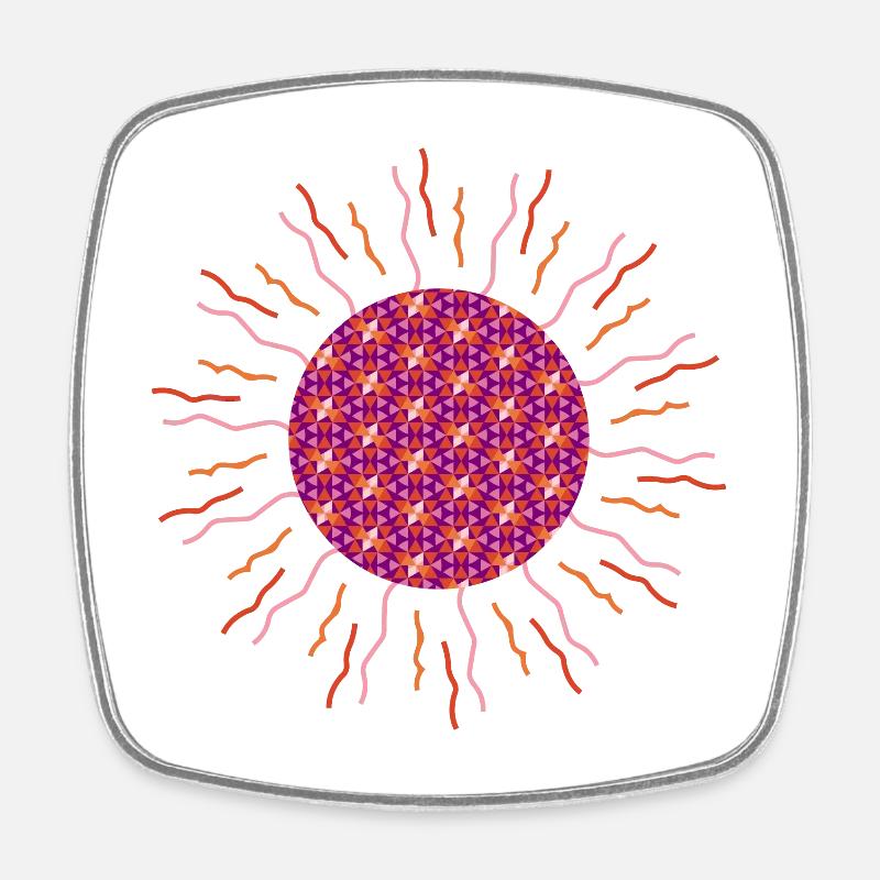 Mandala soleil rose - Magnet carré - blanc