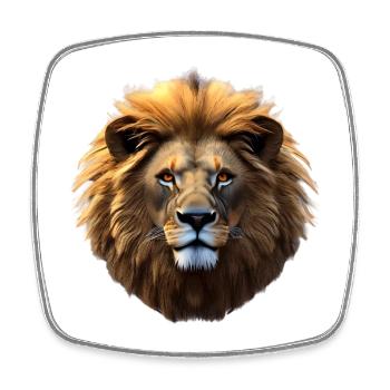 Lion, tête de lion - Magnet carré - blanc - Devant
