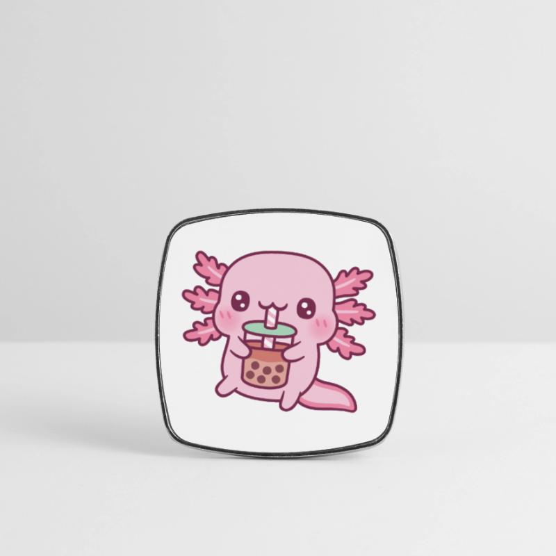 Cute Axolotl Drinking Bubble Tea Square fridge magnet