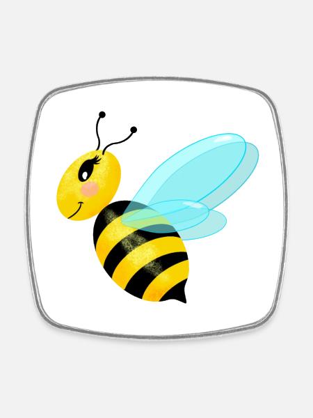 Abeille gracieuse voletant - Magnet carré - blanc
