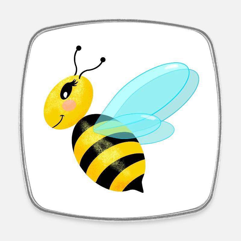 Abeille gracieuse voletant - Magnet carré - blanc