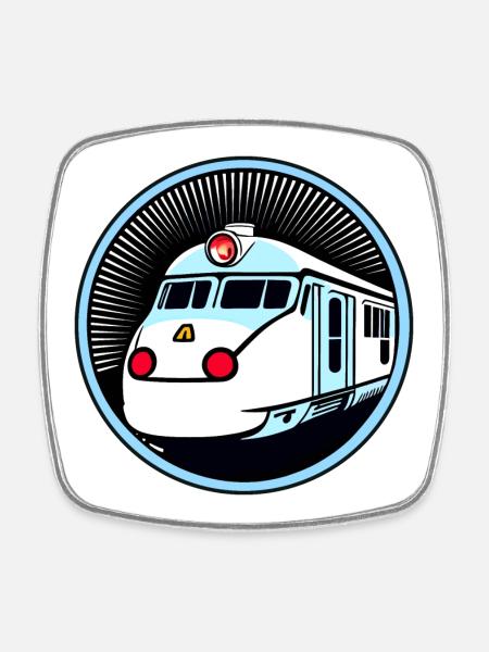 Zug, Lokomotive, Eisenbahn - Viereckiger Kühlschrankmagnet - Weiß