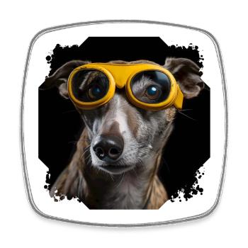 Dog with glasses - Square fridge magnet - white - Front