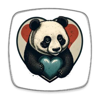 Panda Heart Embrace - Square fridge magnet - white - Front