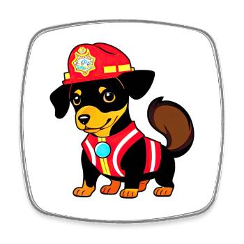 Dachshund en tant que pompier - Magnet carré - blanc - Devant
