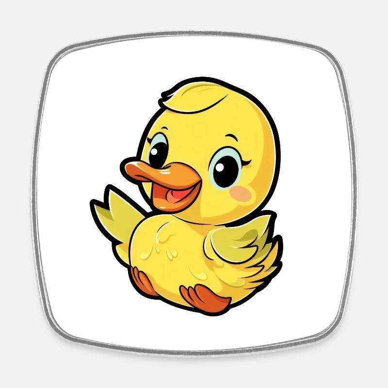 Cute Little Duck Kids Design - Square fridge magnet - white