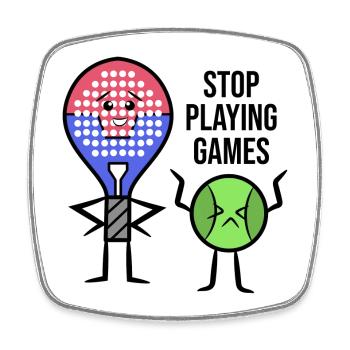 Padel Player Racket Statement Balls Padel Game - Square fridge magnet - white - Front