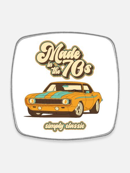 Design des années 70 - Magnet carré - blanc