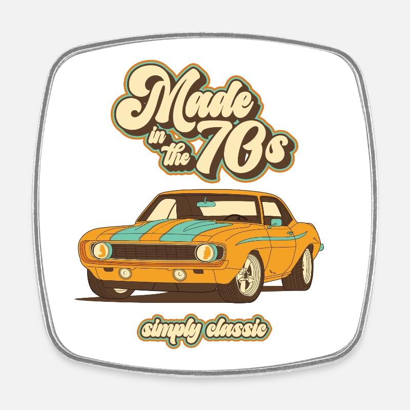 Design des années 70 - Magnet carré - blanc