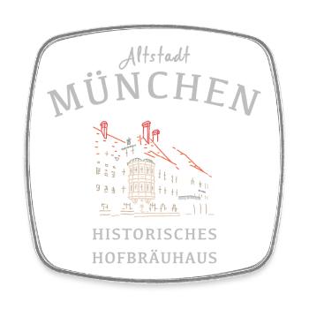 Historic Hofbräuhaus Munich, Bavaria - Square fridge magnet - white - Front