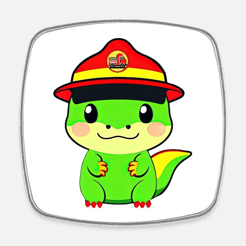 Service d’incendie de Dinosaur - Magnet carré - blanc